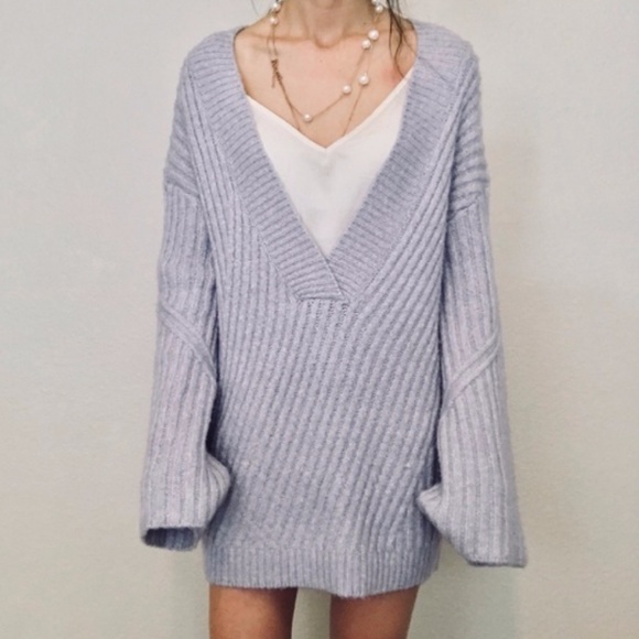 NWOT Nordstrom Deep V Bell Sleeve Sweater - Picture 3 of 8